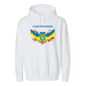 I Stand With Ukraine Floral Garment-Dyed Fleece Hoodie