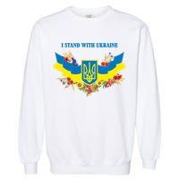I Stand With Ukraine Floral Garment-Dyed Sweatshirt