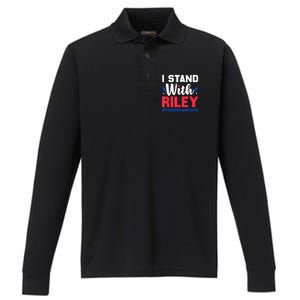 I Stand With Riley Gaines Protect Women Sports Support Performance Long Sleeve Polo