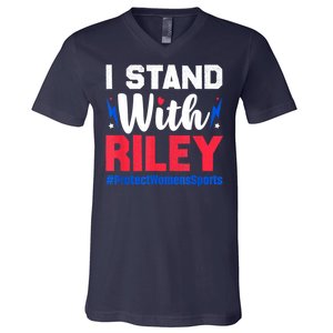 I Stand With Riley Gaines Protect Women Sports Support V-Neck T-Shirt