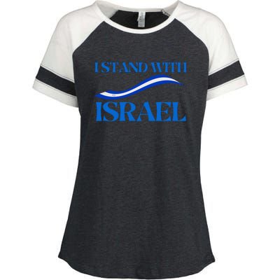 I Stand With Israel Pray For Israel Us And Israel Flag Enza Ladies Jersey Colorblock Tee