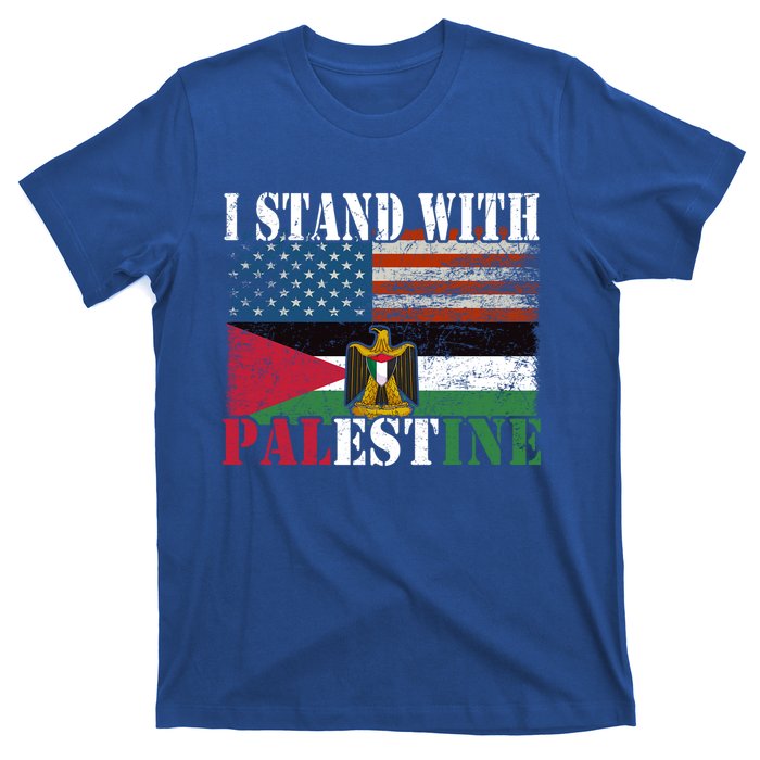 I Stand With Palestine Us Flag Palestinians Flag Vintage Great Gift T-Shirt