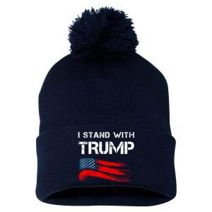 I Stand With Trump Pro Trump Supporter Free Trump Pom Pom 12in Knit Beanie