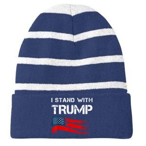 I Stand With Trump Pro Trump Supporter Free Trump Striped Beanie with Solid Band