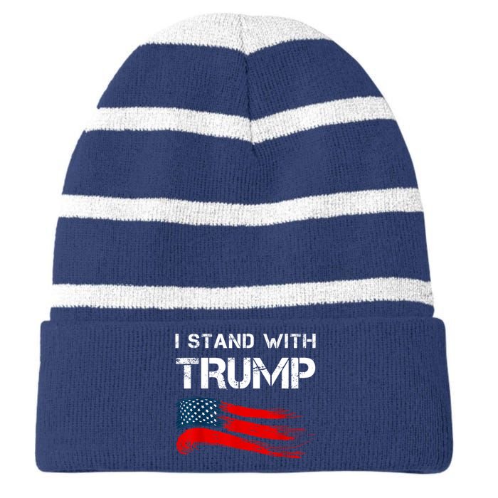 I Stand With Trump Pro Trump Supporter Free Trump Striped Beanie with Solid Band