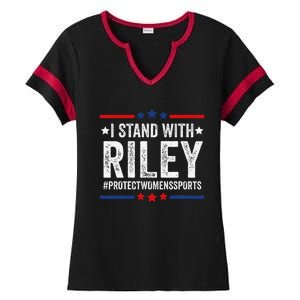 I Stand With Riley Gaines Protect Wo Sports Ladies Halftime Notch Neck Tee