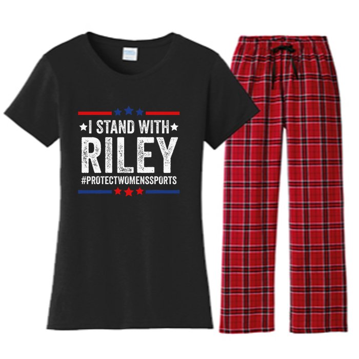 I Stand With Riley Gaines Protect Wo Sports Women's Flannel Pajama Set