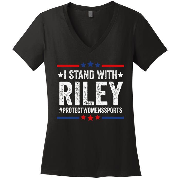 I Stand With Riley Gaines Protect Wo Sports Women's V-Neck T-Shirt