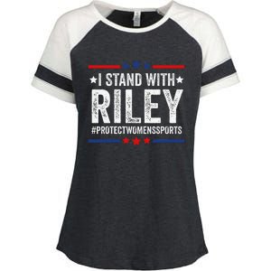 I Stand With Riley Gaines Protect Wo Sports Enza Ladies Jersey Colorblock Tee