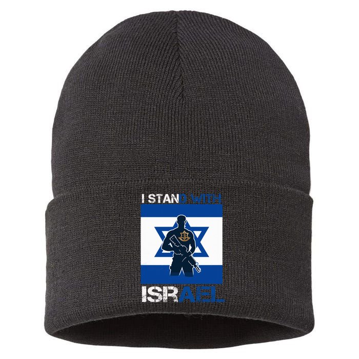 I Stand With Israel Support Israel Love Israeli IDF Sustainable Knit Beanie