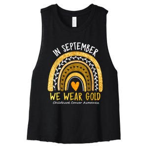 In September We Wear Gold Childhood Cancer Awareness Women's Racerback Cropped Tank