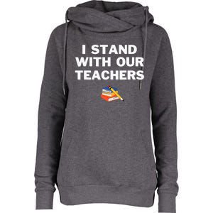 I Stand With Our Teachers & Stand Against Book Banning! Womens Funnel Neck Pullover Hood