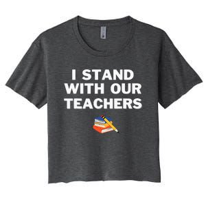 I Stand With Our Teachers & Stand Against Book Banning! Women's Crop Top Tee