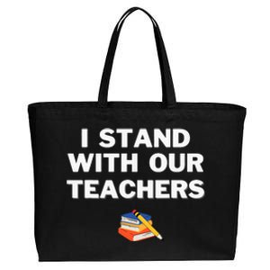 I Stand With Our Teachers & Stand Against Book Banning! Cotton Canvas Jumbo Tote