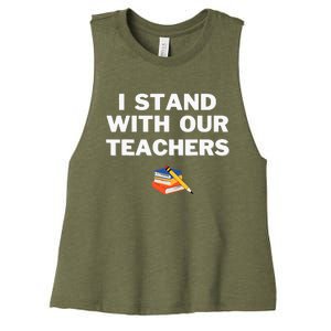 I Stand With Our Teachers & Stand Against Book Banning! Women's Racerback Cropped Tank