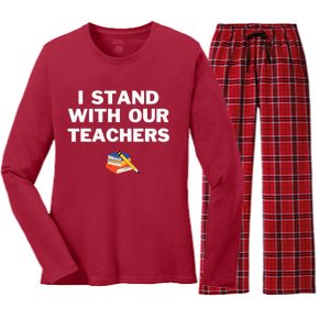 I Stand With Our Teachers & Stand Against Book Banning! Women's Long Sleeve Flannel Pajama Set 