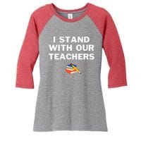 I Stand With Our Teachers & Stand Against Book Banning! Women's Tri-Blend 3/4-Sleeve Raglan Shirt