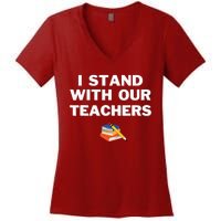 I Stand With Our Teachers & Stand Against Book Banning! Women's V-Neck T-Shirt