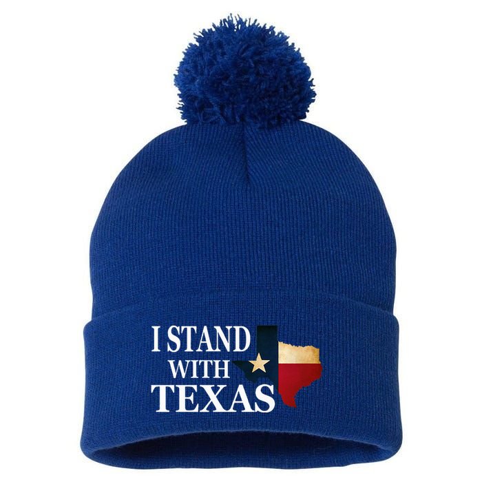 I Stand With Texas Pom Pom 12in Knit Beanie