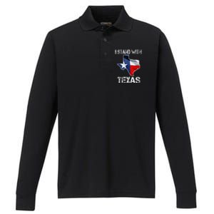 I Stand With Texas Scotus Performance Long Sleeve Polo