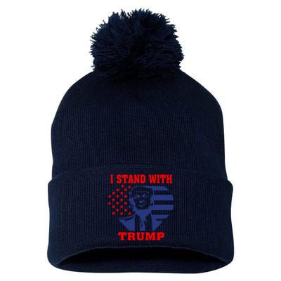 I Stand With Trump Pro Trump Supporter Free Trump Pom Pom 12in Knit Beanie