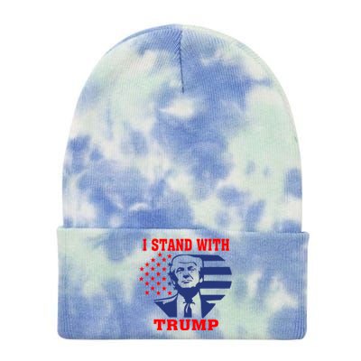 I Stand With Trump Pro Trump Supporter Free Trump Tie Dye 12in Knit Beanie