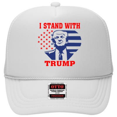 I Stand With Trump Pro Trump Supporter Free Trump High Crown Mesh Back Trucker Hat