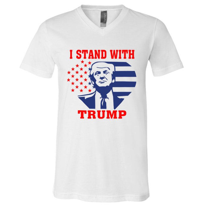 I Stand With Trump Pro Trump Supporter Free Trump V-Neck T-Shirt