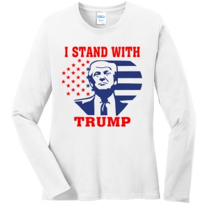 I Stand With Trump Pro Trump Supporter Free Trump Ladies Long Sleeve Shirt