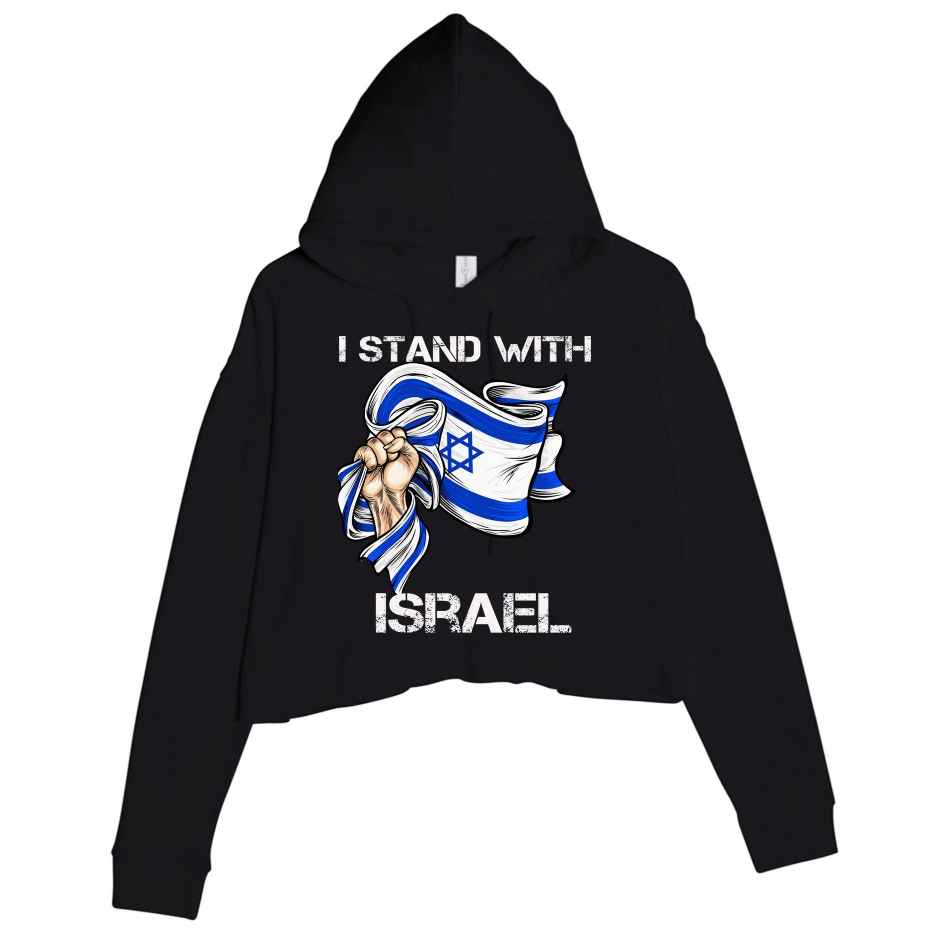 I Stand With Israel Support Israel Love Israeli Brotherhood Crop Fleece Hoodie