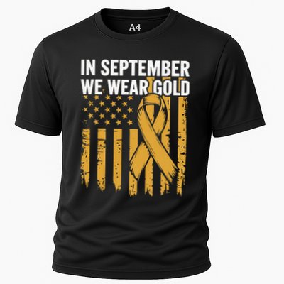In September We Wear Gold Childhood Cancer Awareness Us Flag Performance Shirt