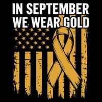 In September We Wear Gold Childhood Cancer Awareness Us Flag V-Neck T-Shirt