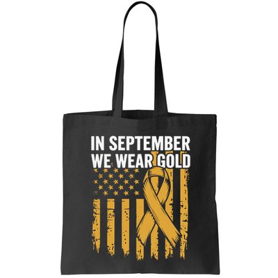 In September We Wear Gold Childhood Cancer Awareness Us Flag Bag