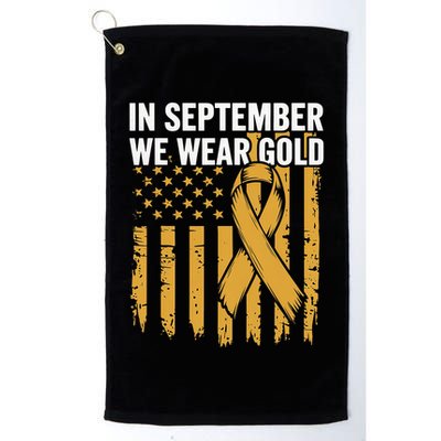In September We Wear Gold Childhood Cancer Awareness Us Flag Golf Towel