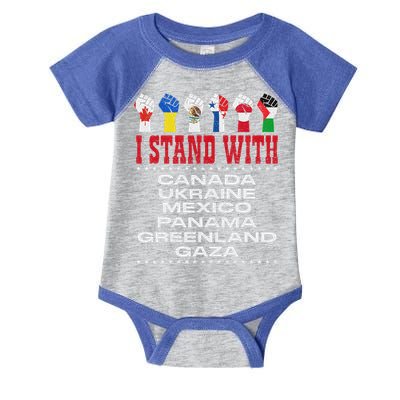I Stand With Canada Greenland Mexico Panama Gaza Ukraine Infant Baby Jersey Bodysuit