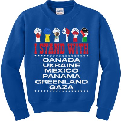I Stand With Canada Greenland Mexico Panama Gaza Ukraine Kids Sweatshirt