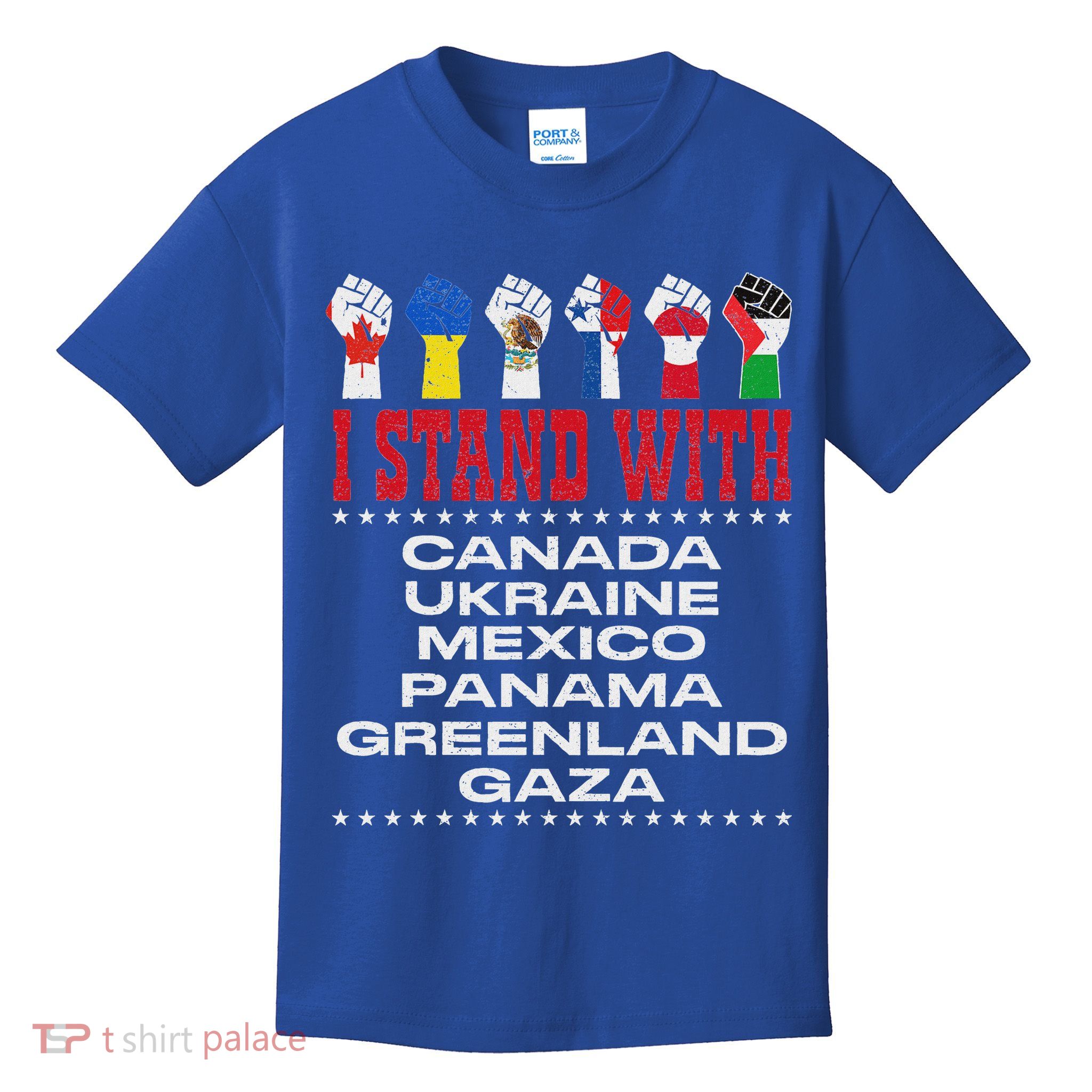 I Stand With Canada Greenland Mexico Panama Gaza Ukraine Kids T-Shirt