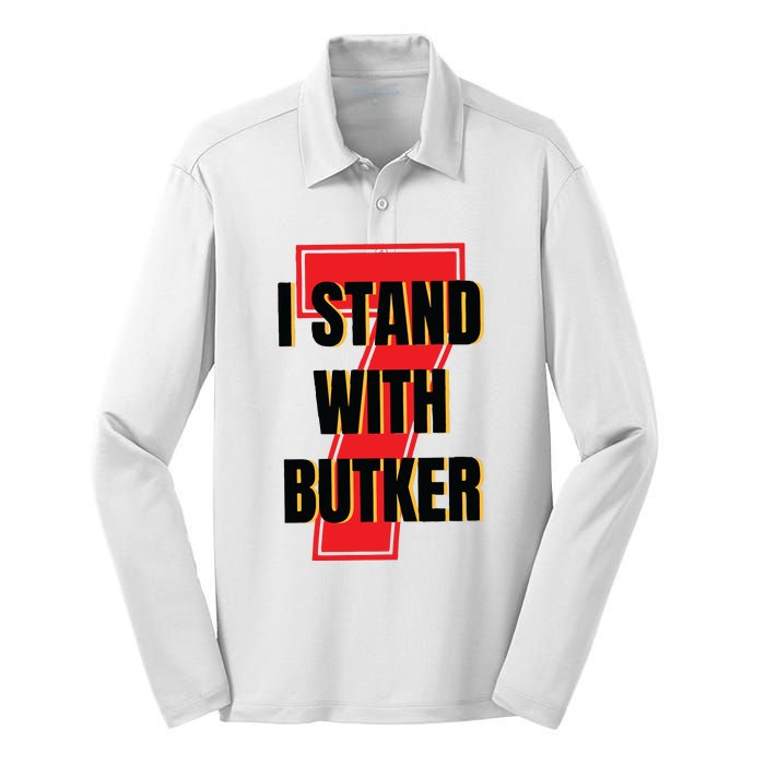 I Stand With Butker Harrison Butker Silk Touch Performance Long Sleeve Polo