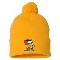 I Stand With Palestine For Their Freedom Free Palestine Pom Pom 12in Knit Beanie