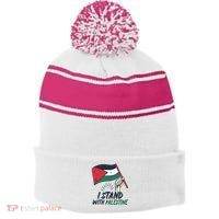 I Stand With Palestine For Their Freedom Free Palestine Stripe Pom Pom Beanie
