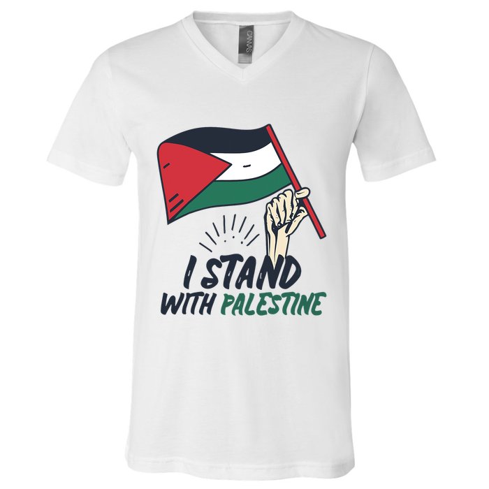 I Stand With Palestine For Their Freedom Free Palestine V-Neck T-Shirt