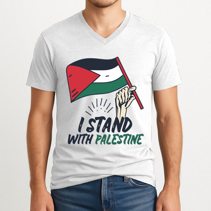 I Stand With Palestine For Their Freedom Free Palestine V-Neck T-Shirt