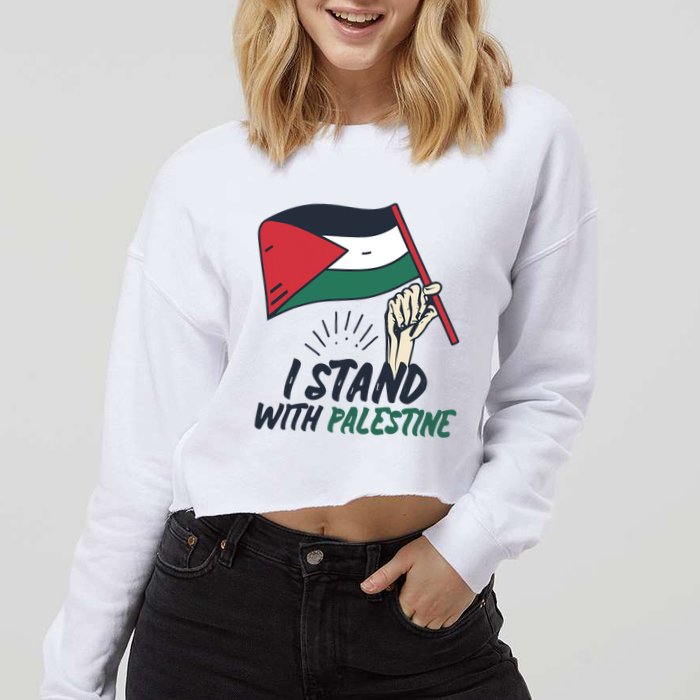 I Stand With Palestine For Their Freedom Free Palestine Cropped Pullover Crew