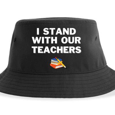 I Stand With Our Teachers & Stand Against Book Banning Sustainable Bucket Hat