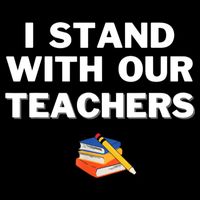 I Stand With Our Teachers & Stand Against Book Banning Drawstring Bag