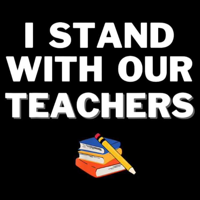 I Stand With Our Teachers & Stand Against Book Banning Drawstring Bag
