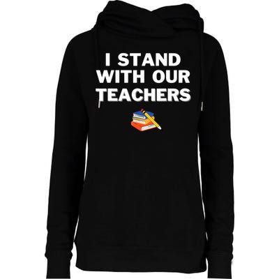 I Stand With Our Teachers & Stand Against Book Banning Womens Funnel Neck Pullover Hood