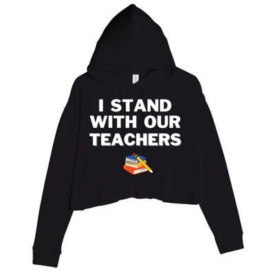 I Stand With Our Teachers & Stand Against Book Banning Crop Fleece Hoodie