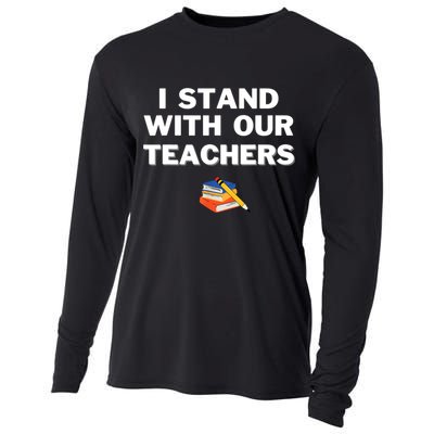 I Stand With Our Teachers & Stand Against Book Banning Cooling Performance Long Sleeve Crew