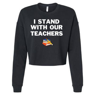I Stand With Our Teachers & Stand Against Book Banning Cropped Pullover Crew